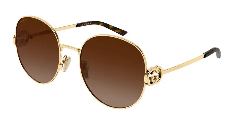 Donna Gucci GG2047S 003 Occhiali da sole Metallo Oro Marrone Rotonda