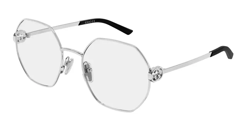 Donna Gucci GG2048O 003 Montature da vista Metallo Argento Trasparente Geometrica