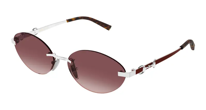 Donna Gucci GG2051S 003 Occhiali da sole Metallo Argento Rosso Rotonda