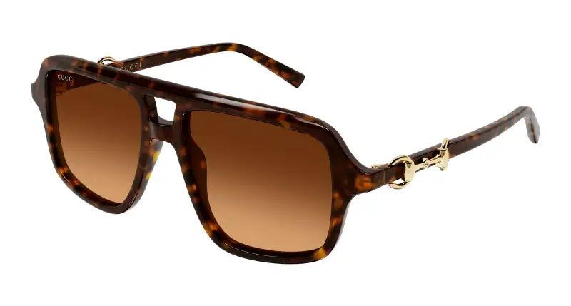 Donna Gucci GG2052S 008 Occhiali da sole Acetato Havana Marrone Pilot