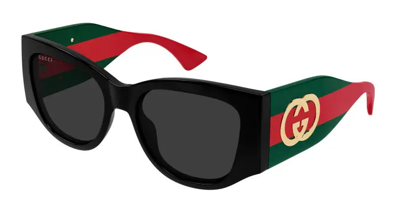 Donna Gucci GG2115S 001 Occhiali da sole Acetato Nero Grigio Cat Eye