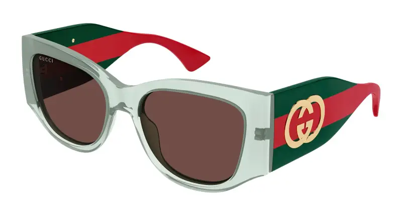 Donna Gucci GG2115S 003 Occhiali da sole Acetato Verde Marrone Cat Eye