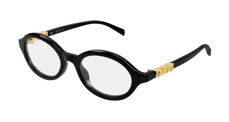 Donna Gucci GG2153O 001 Montature da vista Acetato Nero Trasparente Rotonda