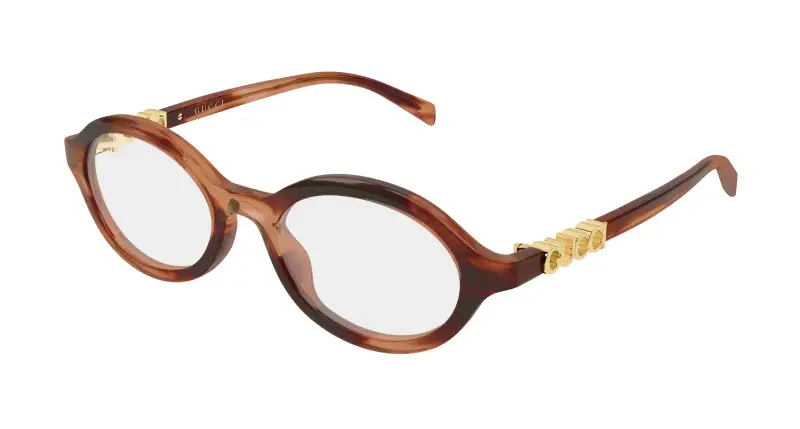 Donna Gucci GG2153O 003 Montature da vista Acetato Havana Trasparente Rotonda