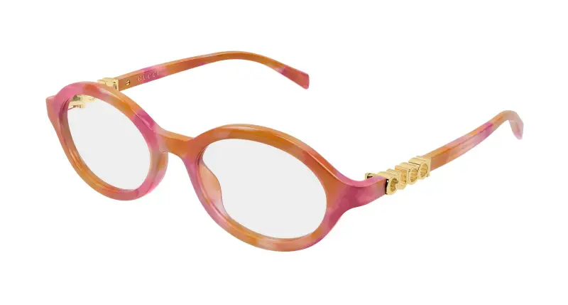 Donna Gucci GG2153O 004 Montature da vista Acetato Havana Trasparente Rotonda