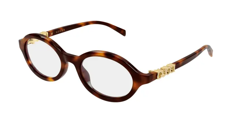 Donna Gucci GG2153O 005 Montature da vista Acetato Havana Trasparente Rotonda