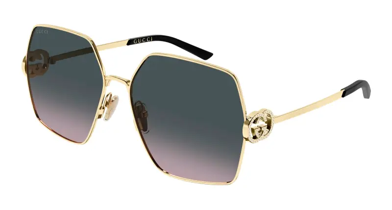 Donna Gucci GG2163S 002 Occhiali da sole Metallo Oro Grigio Squadrata