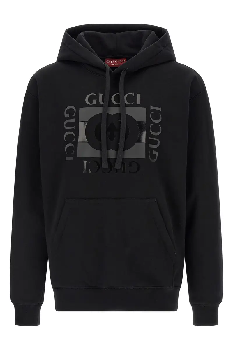 Felpa Con Cappuccio Gucci Incrocio Gg Nero