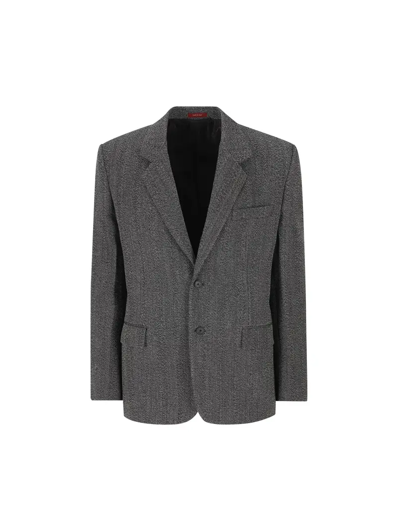 Giacca In Tessuto Mouliné In Lana GRIGIO