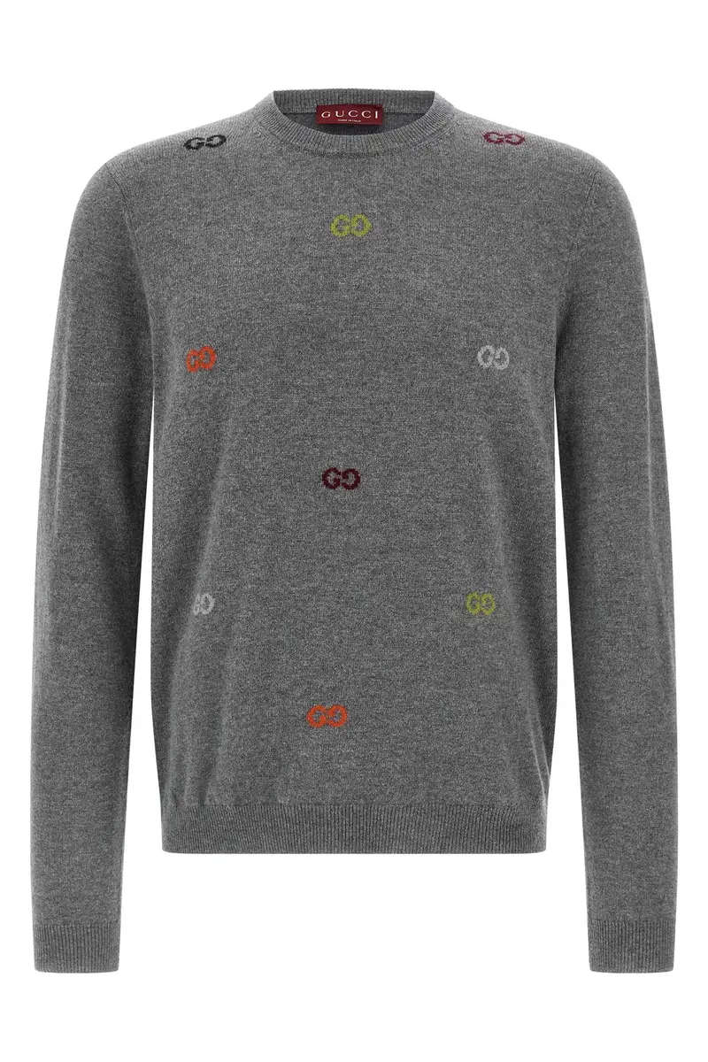 Maglione Intarsio Gg Grigio