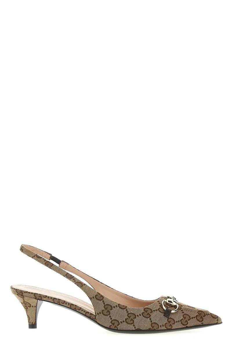 Gucci Slingback Donna beige in Tessuto Original GG