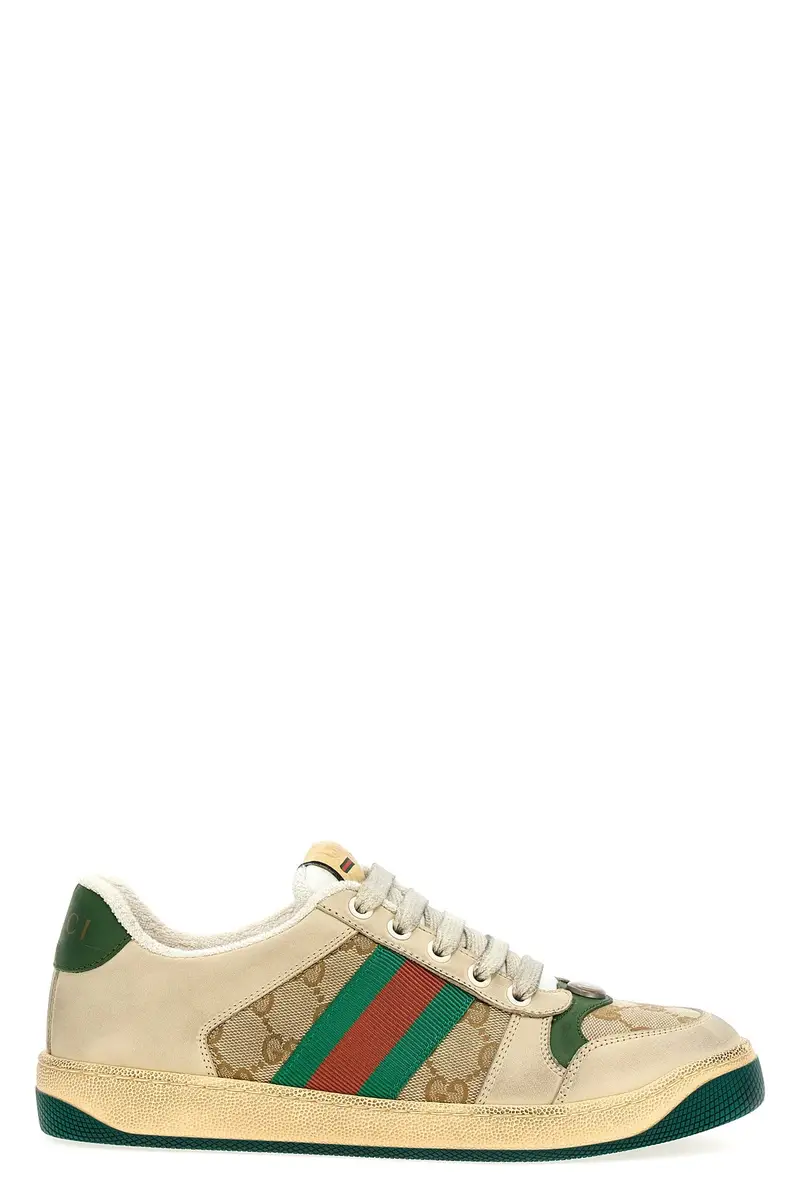 Gucci Sneakers Screener in pelle burro e tessuto Original GG