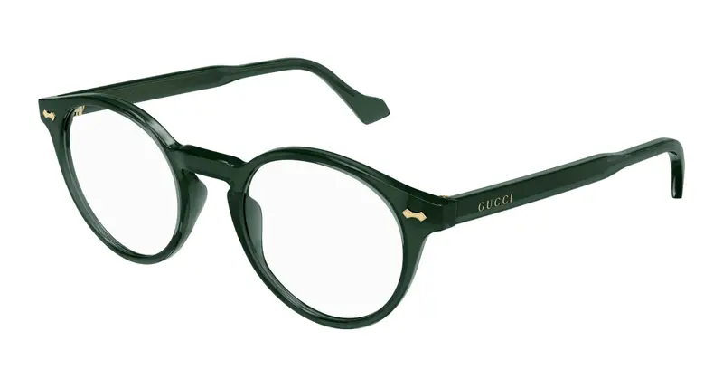 Gucci Unisex GG0738O 007 Montature da vista  Verde Trasparente Rotonda