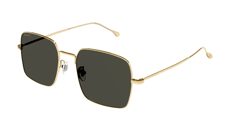 Gucci Unisex GG1184S 001 Occhiali da sole Metallo Oro Grigio Squadrata Normale