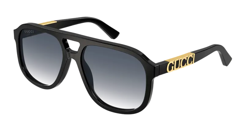 Gucci Unisex GG1188S 002 Occhiali da sole Acetato Nero Grigio Squadrata Normale Sfumato