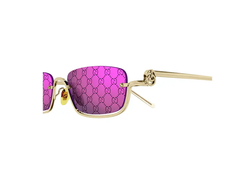 Gucci Unisex GG1278S 005 Occhiali da sole Metallo Oro Viola Squadrata Normale Decorazione miniatura 2