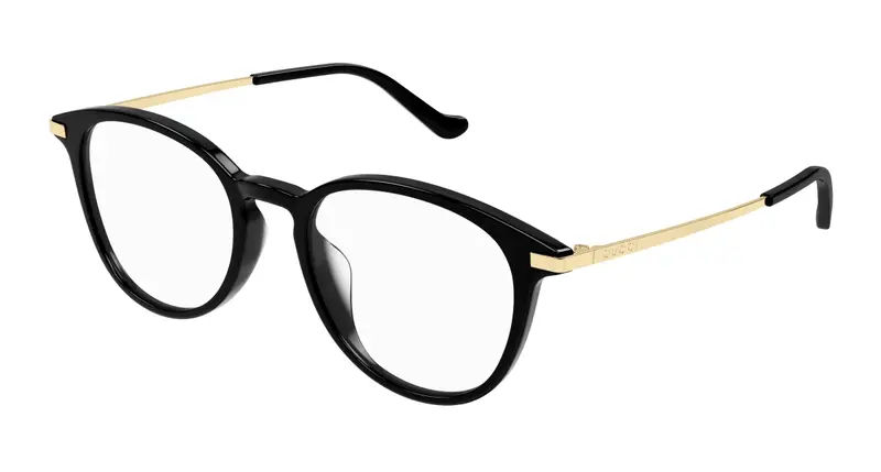 Gucci Unisex GG1466OA 001 Montature da vista Acetato Nero Trasparente Rotonda
