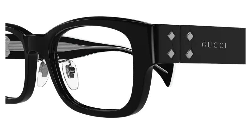 Unisex GG1744OJ 001 Montature da vista Acetato Nero Trasparente Squadrata miniatura 3