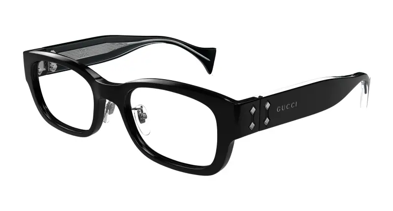 Unisex GG1744OJ 001 Montature da vista Acetato Nero Trasparente Squadrata
