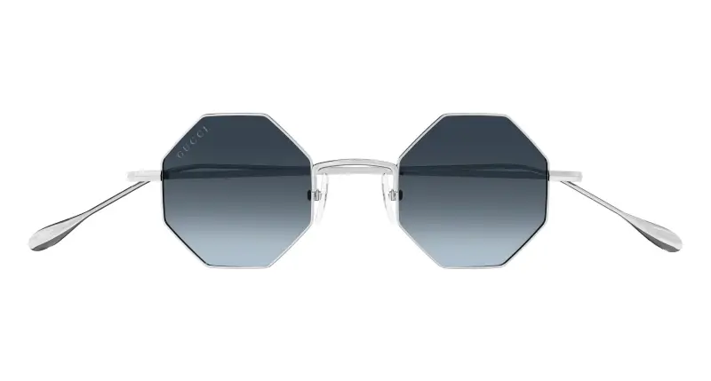 Unisex GG1814S 003 Occhiali da sole Metallo Argento Blu Geometrica miniatura 2