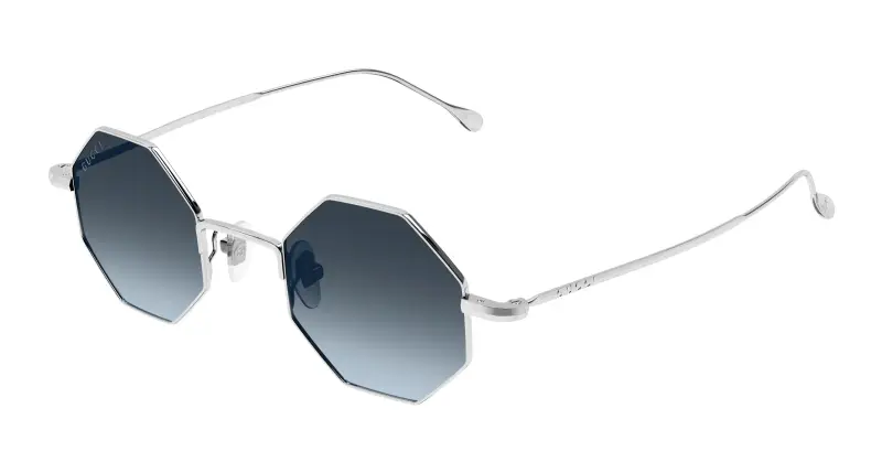 Unisex GG1814S 003 Occhiali da sole Metallo Argento Blu Geometrica