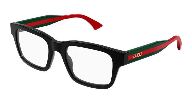 Gucci Unisex GG1865O 001 Montature da vista Acetato Nero Trasparente Squadrata