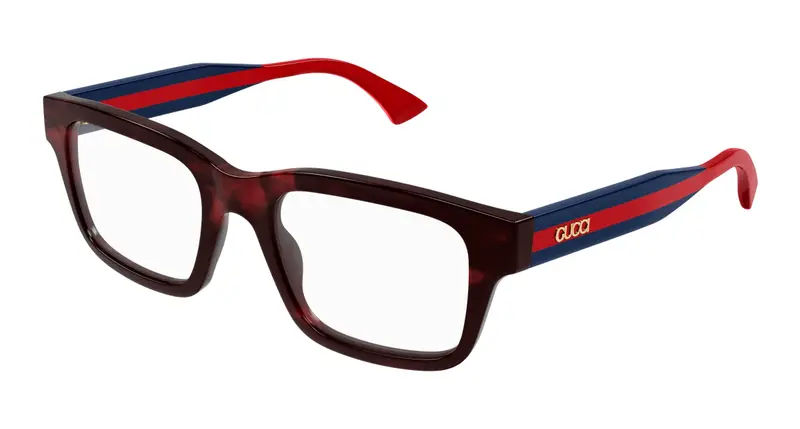 Gucci Unisex GG1865O 003 Montature da vista Acetato Havana Trasparente Squadrata