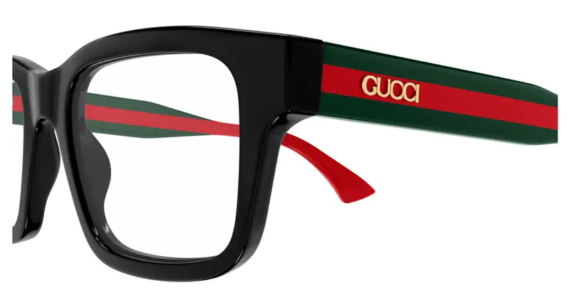 Gucci Unisex GG1865O 007 Montature da vista Acetato Nero Trasparente Squadrata miniatura 2