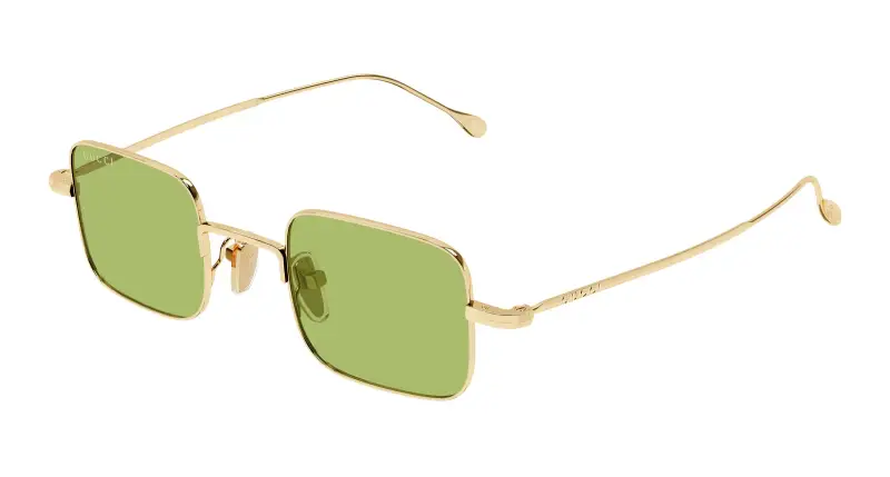 Unisex Gucci GG1813S 012 Occhiali da sole Metallo Oro Verde Squadrata
