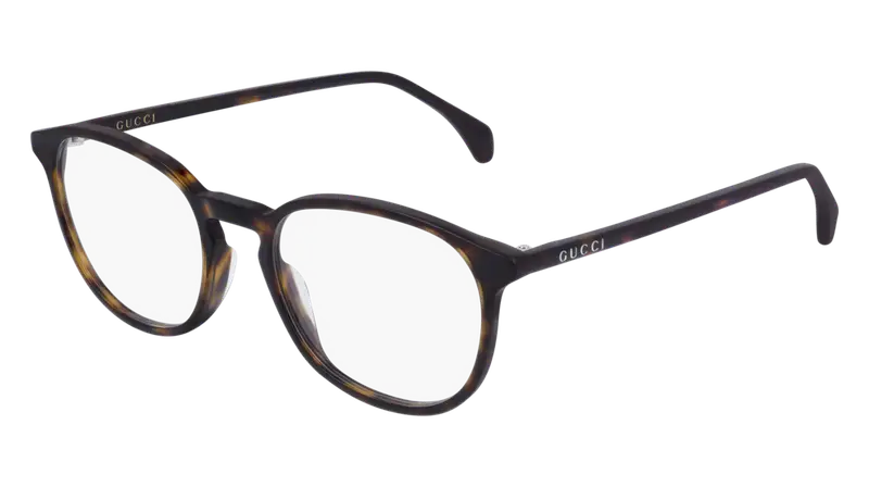 Gucci Uomo GG0551O 002 Montature da vista Acetato Havana Trasparente Rotonda