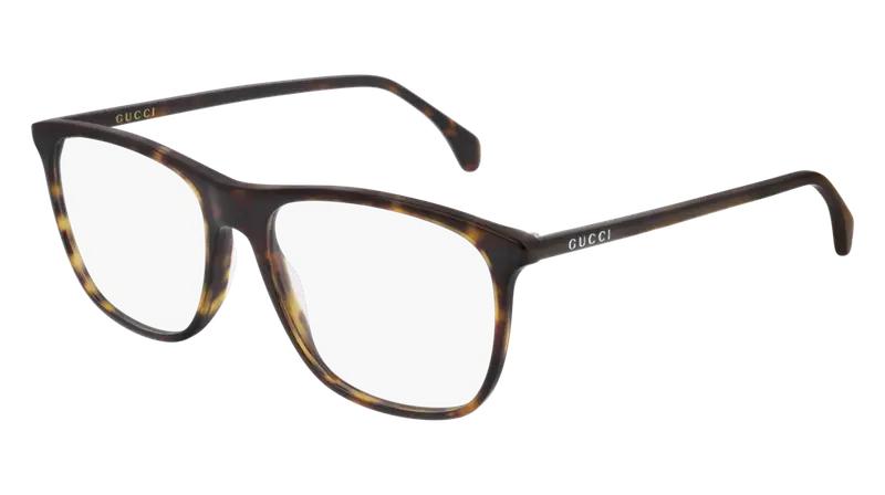 Gucci Uomo GG0554O 002 Montature da vista Acetato Havana Trasparente Squadrata