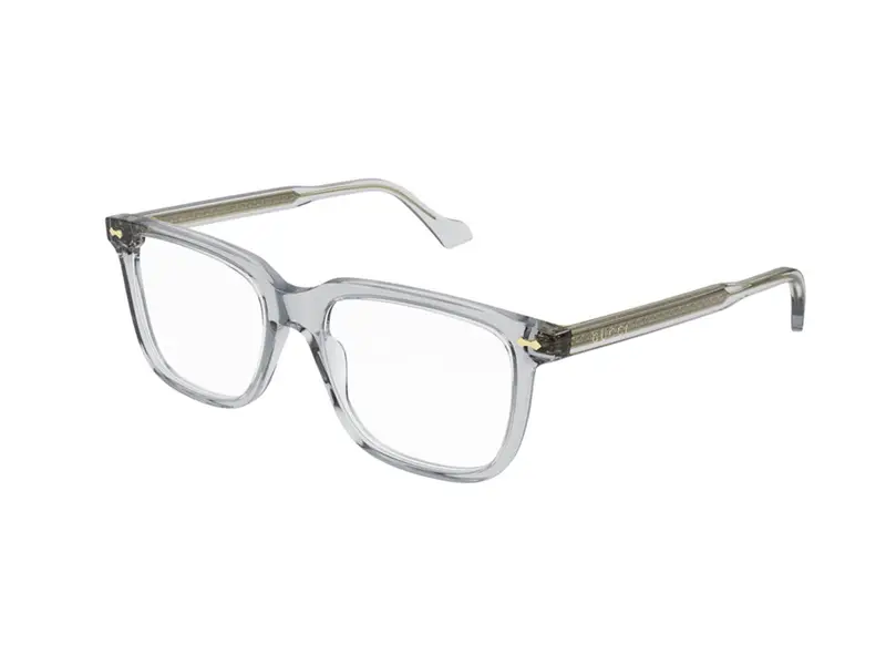 Gucci Uomo GG0737O 010 Montature da vista Acetato Grigio Trasparente Squadrata
