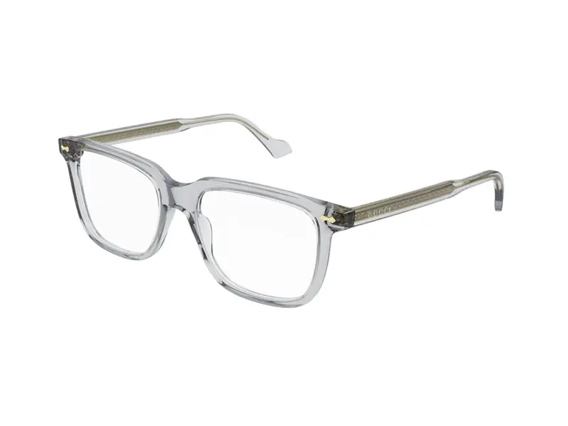 Gucci Uomo GG0737O 016 Montature da vista Acetato Grigio Trasparente Squadrata