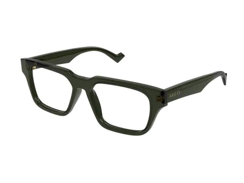 Gucci Uomo GG0963O 003 Montature da vista Acetato Verde Trasparente Squadrata