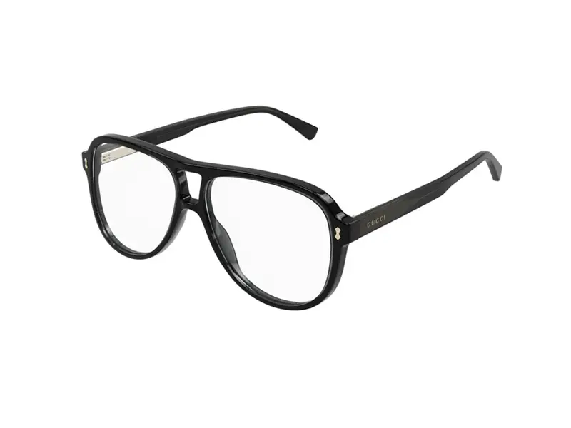 Gucci Uomo GG1044O 001 Montature da vista Acetato Nero Trasparente Pilot