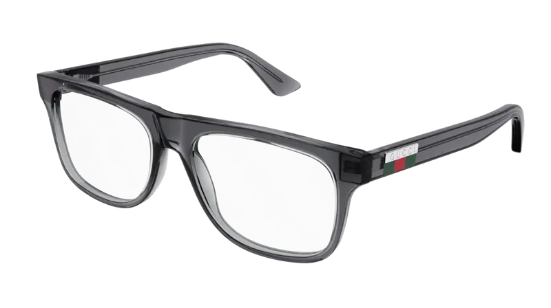 Gucci Uomo GG1117O 003 Montature da vista Iniettato Grigio Trasparente Squadrata