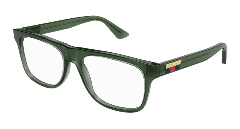 Gucci Uomo GG1117O 005 Montature da vista Iniettato Verde Trasparente Squadrata