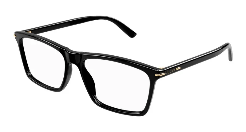 Gucci Uomo GG1445O 005 Montature da vista Acetato Nero Trasparente Squadrata