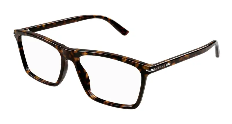 Gucci Uomo GG1445O 006 Montature da vista Acetato Havana Trasparente Squadrata