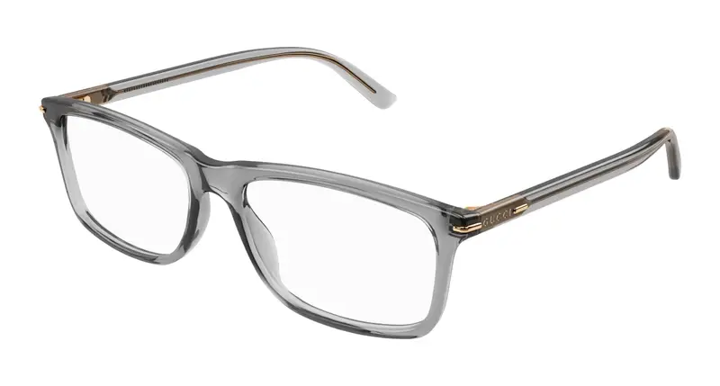 Gucci Uomo GG1447O 004 Montature da vista Acetato Grigio Trasparente Squadrata
