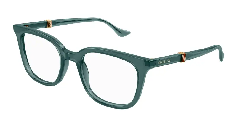 Uomo GG1497O 007 Montature da vista Acetato Verde Trasparente Squadrata