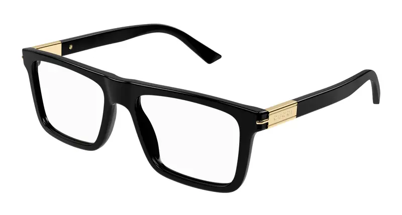 Gucci Uomo GG1504O 005 Montature da vista Acetato Nero Trasparente Squadrata
