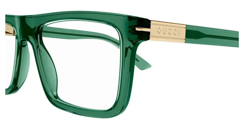 Gucci Uomo GG1504O 007 Montature da vista Acetato Verde Trasparente Squadrata miniatura 2