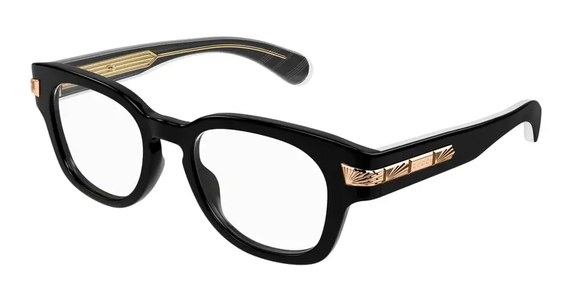 Gucci Uomo GG1518O 001 Montature da vista Acetato Nero Trasparente Rotonda