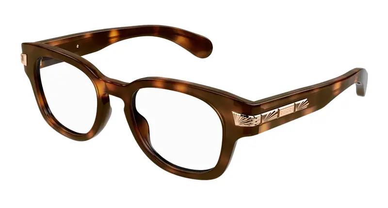 Gucci Uomo GG1518O 002 Montature da vista Acetato Havana Trasparente Rotonda