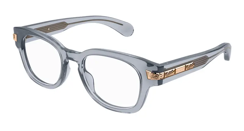 Gucci Uomo GG1518O 003 Montature da vista Acetato Grigio Trasparente Rotonda