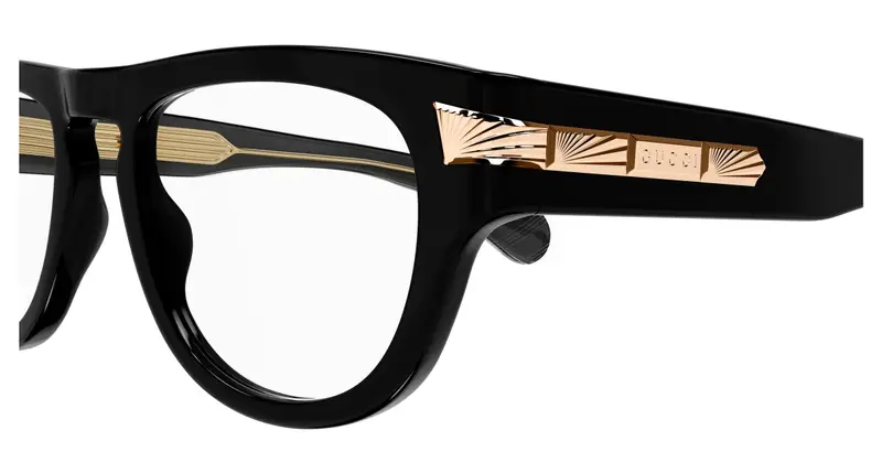 Gucci Uomo GG1519O 001 Montature da vista Acetato Nero Trasparente Rotonda miniatura 2