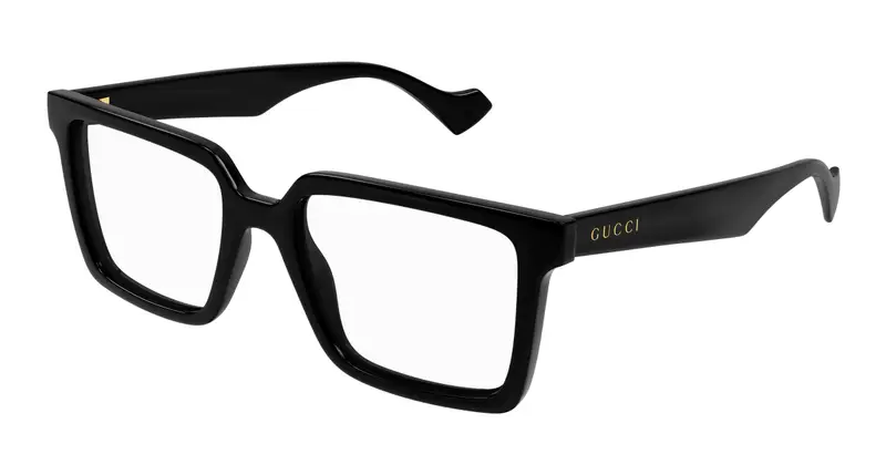 Gucci Uomo GG1540O 001 Montature da vista Iniettato Nero Trasparente Squadrata