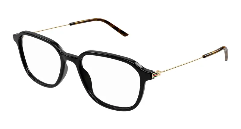Gucci Uomo GG1576O 001 Montature da vista Acetato Nero Trasparente Squadrata