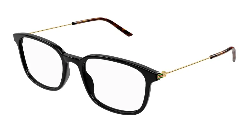 Uomo GG1577O 001 Montature da vista Acetato Nero Trasparente Squadrata